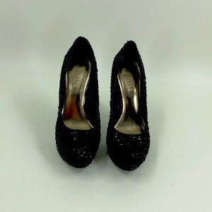 Bakers Platform High Heel Pumps Sequin Coated